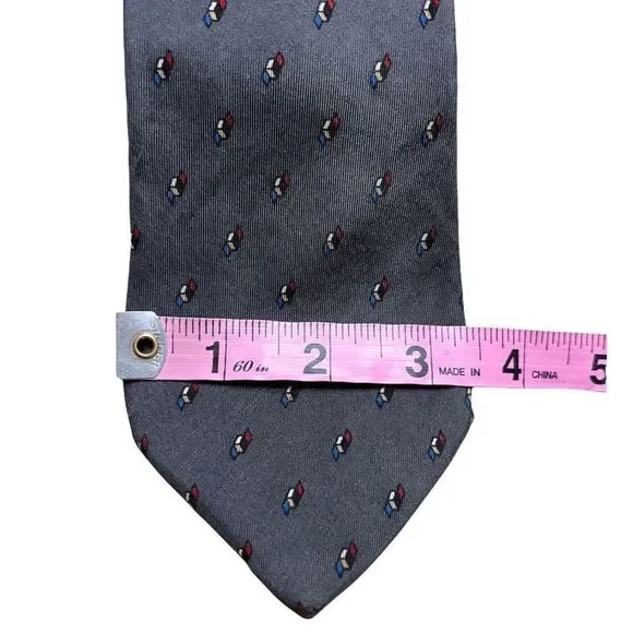 Christian Dior Steel Blue Geometric 3D Shapes Silk Tie - Picture 4 of 7